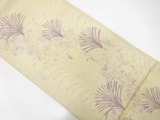 JAPANESE KIMONO / ANTIQUE FUKURO OBI / SILK / WOVEN PLANTS